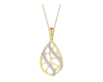 14 K Rhodium-Plated Yellow Gold Pendant with Diamonds - 0,07 ct - fineness 14 K