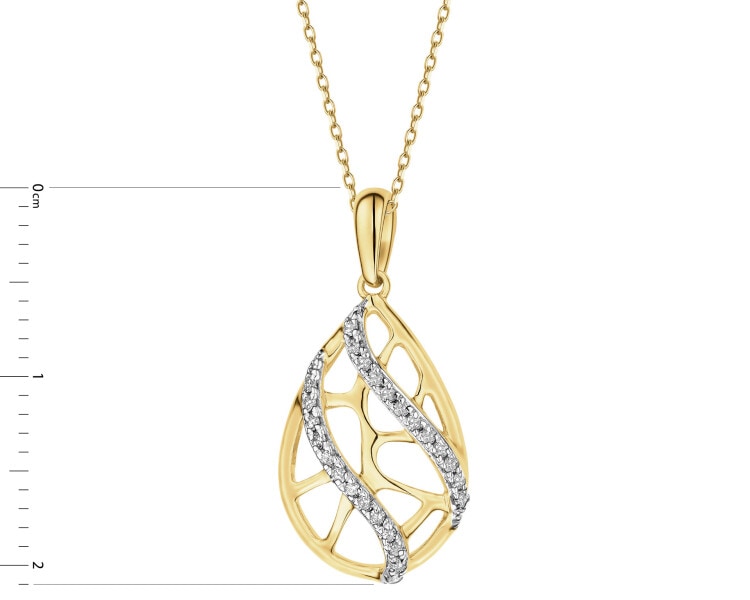 14 K Rhodium-Plated Yellow Gold Pendant with Diamonds - 0,07 ct - fineness 14 K