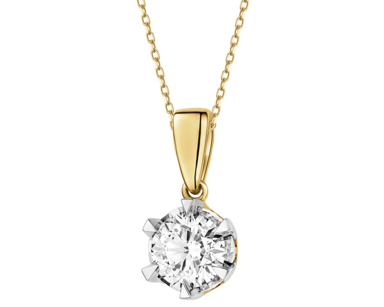 585 Yellow And White Gold Plated Pendant with Diamond - 0,50 ct - fineness 585