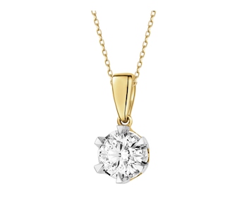 585 Yellow And White Gold Plated Pendant with Diamond - 0,50 ct - fineness 585