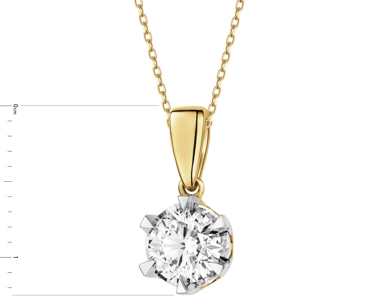 585 Yellow And White Gold Plated Pendant with Diamond - 0,50 ct - fineness 585