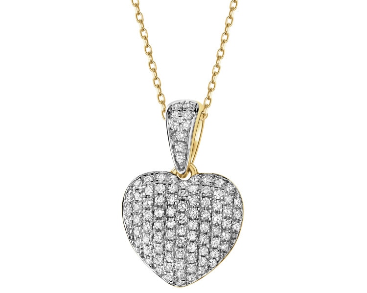 Zawieszka z żółtego złota z diamentami - serce - 0,22 ct - próba 585