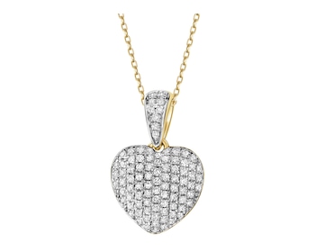 14 K Rhodium-Plated Yellow Gold Pendant with Diamonds - 0,22 ct - fineness 14 K