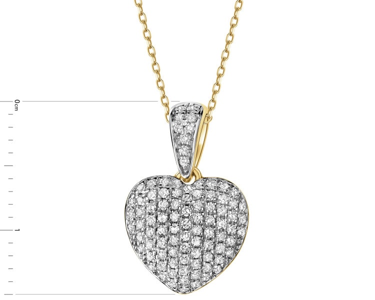 Zawieszka z żółtego złota z diamentami - serce - 0,22 ct - próba 585