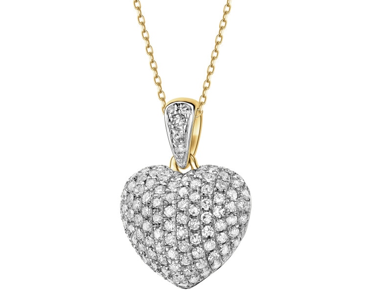 14 K Rhodium-Plated Yellow Gold Pendant with Diamonds - 0,36 ct - fineness 14 K