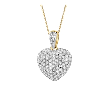 14 K Rhodium-Plated Yellow Gold Pendant with Diamonds - 0,36 ct - fineness 14 K