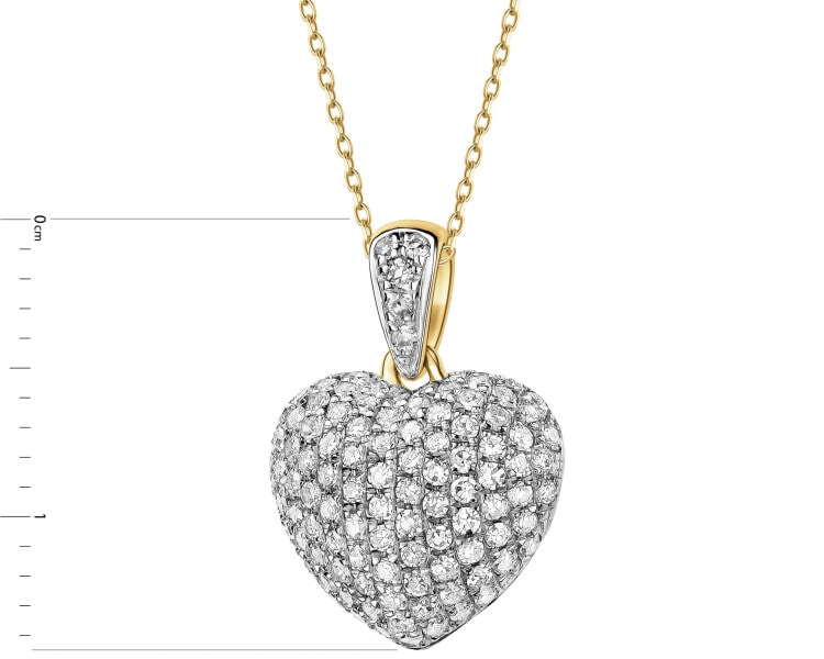 14 K Rhodium-Plated Yellow Gold Pendant with Diamonds - 0,36 ct - fineness 14 K