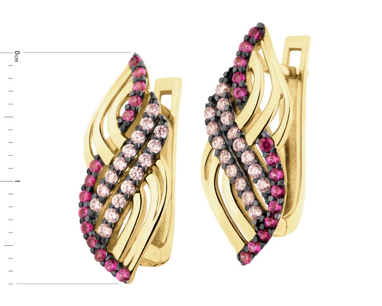 14 K Yellow Gold Earrings with Cubic Zirconia