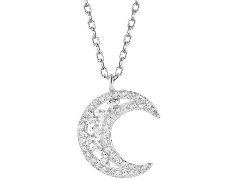 Rhodium Plated Silver Necklace with Cubic Zirconia