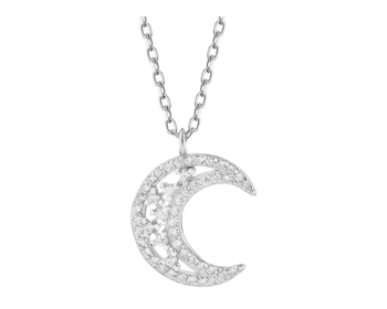 Rhodium Plated Silver Necklace with Cubic Zirconia