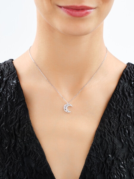 Rhodium Plated Silver Necklace with Cubic Zirconia