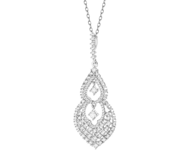 Rhodium Plated Silver Pendant with Cubic Zirconia