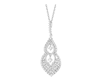 Rhodium Plated Silver Pendant with Cubic Zirconia