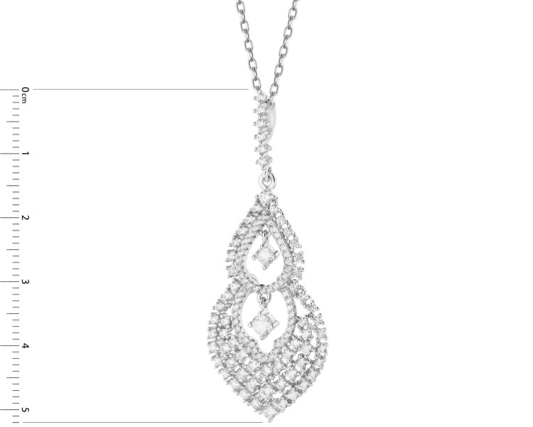 Rhodium Plated Silver Pendant with Cubic Zirconia