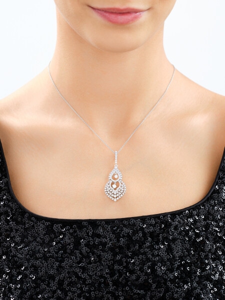 Rhodium Plated Silver Pendant with Cubic Zirconia