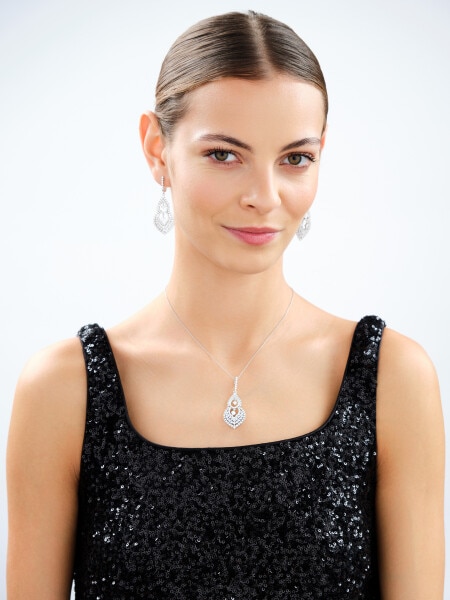 Rhodium Plated Silver Pendant with Cubic Zirconia