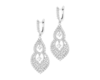 Rhodium Plated Silver Dangling Earring with Cubic Zirconia