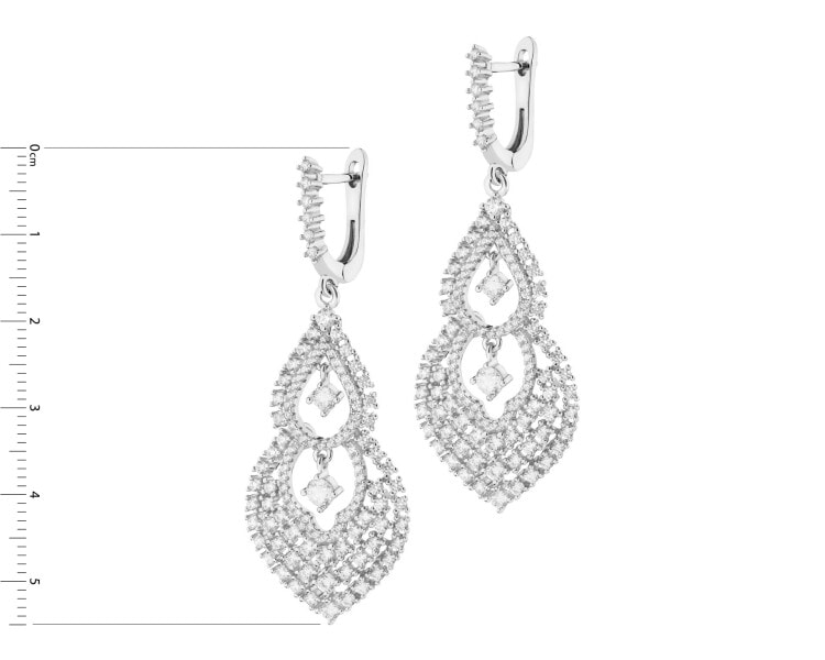 Rhodium Plated Silver Dangling Earring with Cubic Zirconia