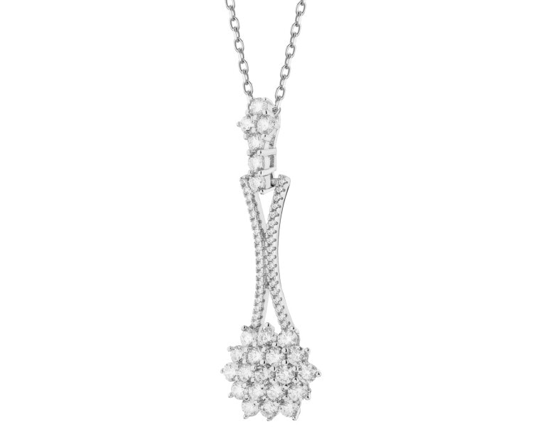 Rhodium Plated Silver Pendant with Cubic Zirconia