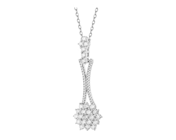 Rhodium Plated Silver Pendant with Cubic Zirconia