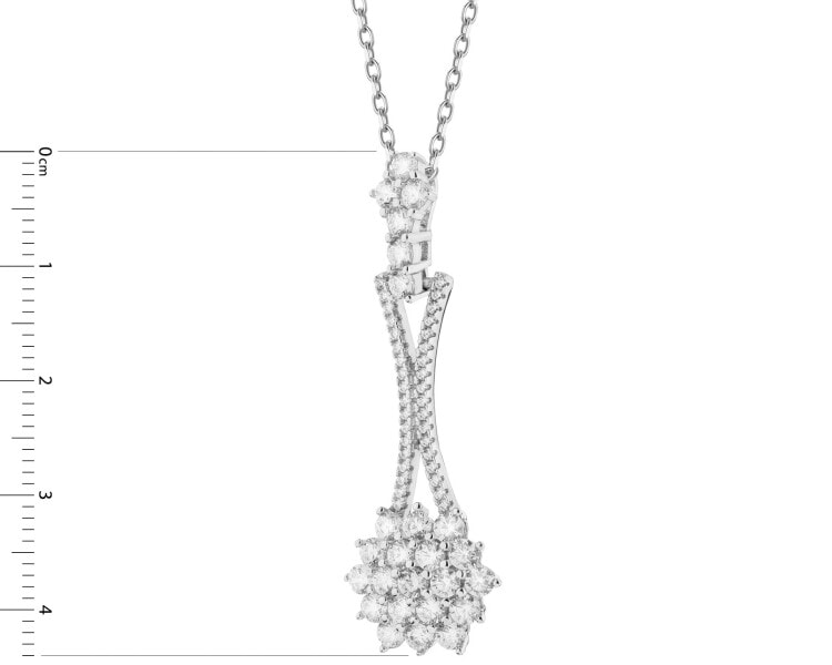 Rhodium Plated Silver Pendant with Cubic Zirconia