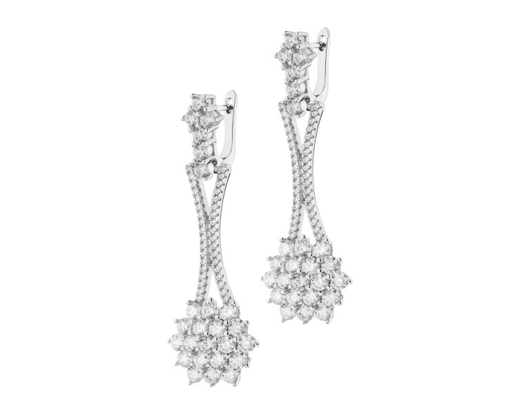 Rhodium Plated Silver Dangling Earring with Cubic Zirconia