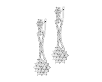 Rhodium Plated Silver Dangling Earring with Cubic Zirconia