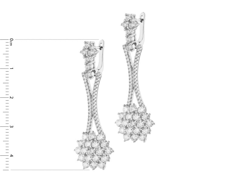 Rhodium Plated Silver Dangling Earring with Cubic Zirconia