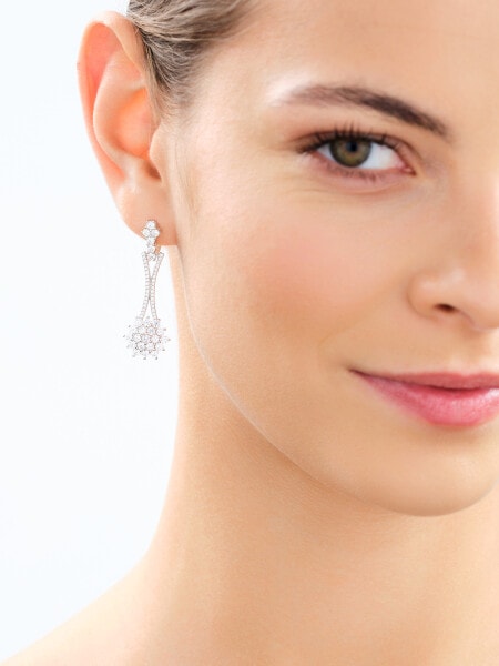 Rhodium Plated Silver Dangling Earring with Cubic Zirconia