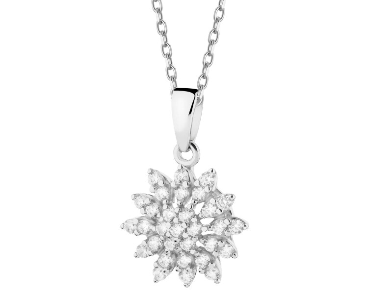 Rhodium Plated Silver Pendant with Cubic Zirconia