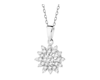 Rhodium Plated Silver Pendant with Cubic Zirconia