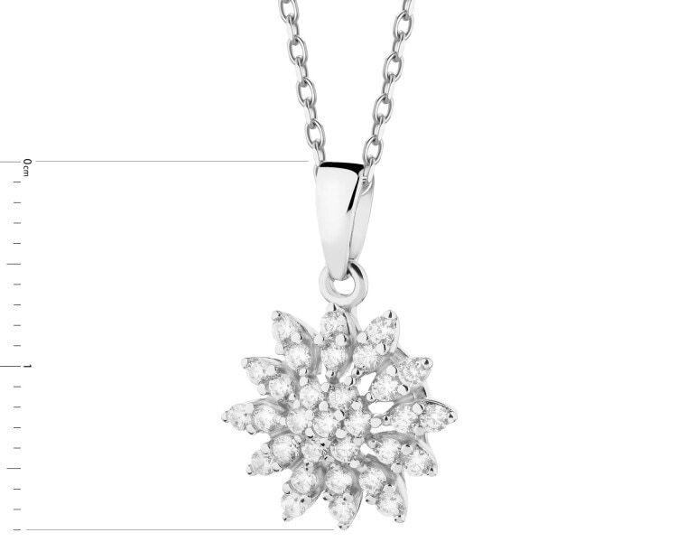 Rhodium Plated Silver Pendant with Cubic Zirconia