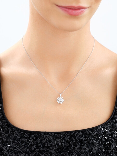 Rhodium Plated Silver Pendant with Cubic Zirconia