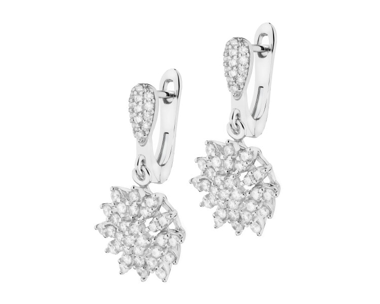 Rhodium Plated Silver Dangling Earring with Cubic Zirconia