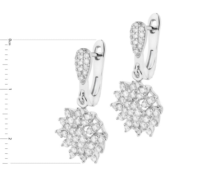 Rhodium Plated Silver Dangling Earring with Cubic Zirconia