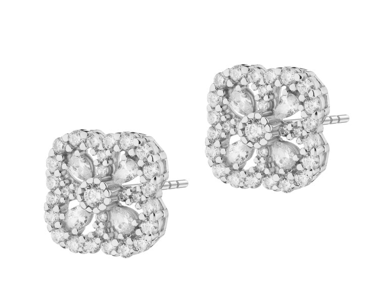 Rhodium Plated Silver Earrings with Cubic Zirconia