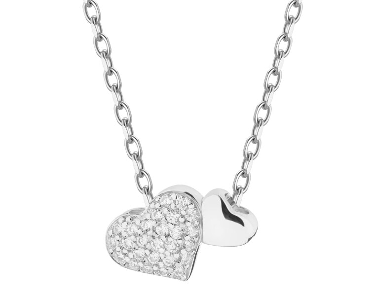 Rhodium Plated Silver Necklace with Cubic Zirconia