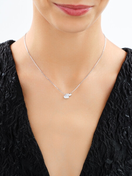 Rhodium Plated Silver Necklace with Cubic Zirconia