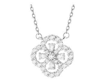 Rhodium Plated Silver Necklace with Cubic Zirconia