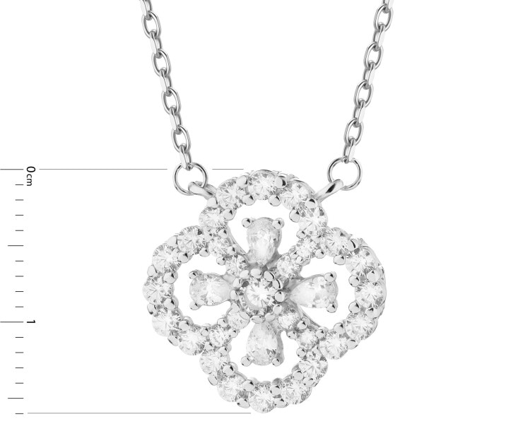 Rhodium Plated Silver Necklace with Cubic Zirconia