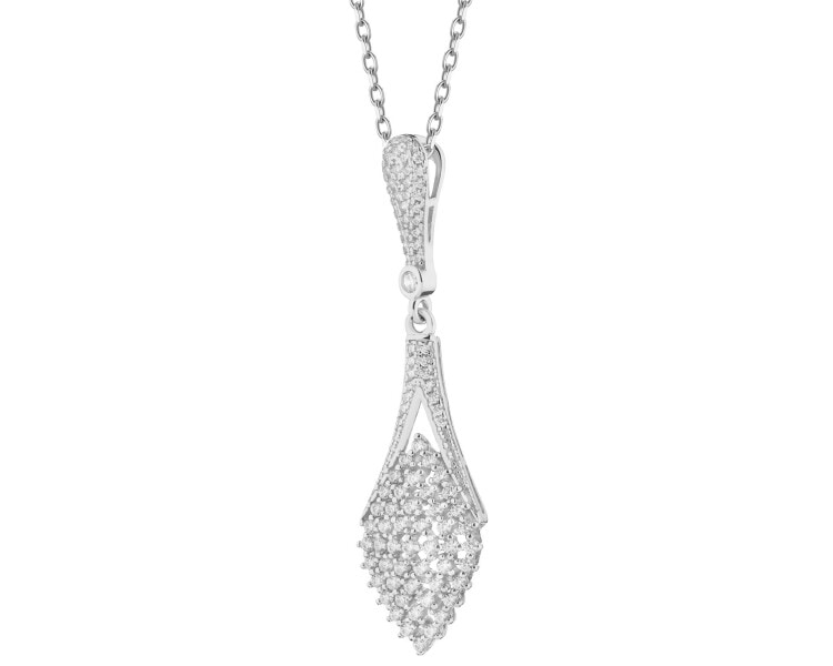 Rhodium Plated Silver Pendant with Cubic Zirconia