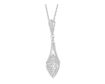 Rhodium Plated Silver Pendant with Cubic Zirconia