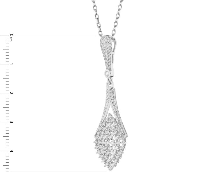 Rhodium Plated Silver Pendant with Cubic Zirconia