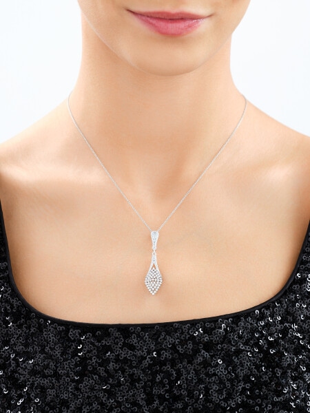 Rhodium Plated Silver Pendant with Cubic Zirconia