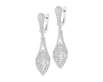 Rhodium Plated Silver Dangling Earring with Cubic Zirconia