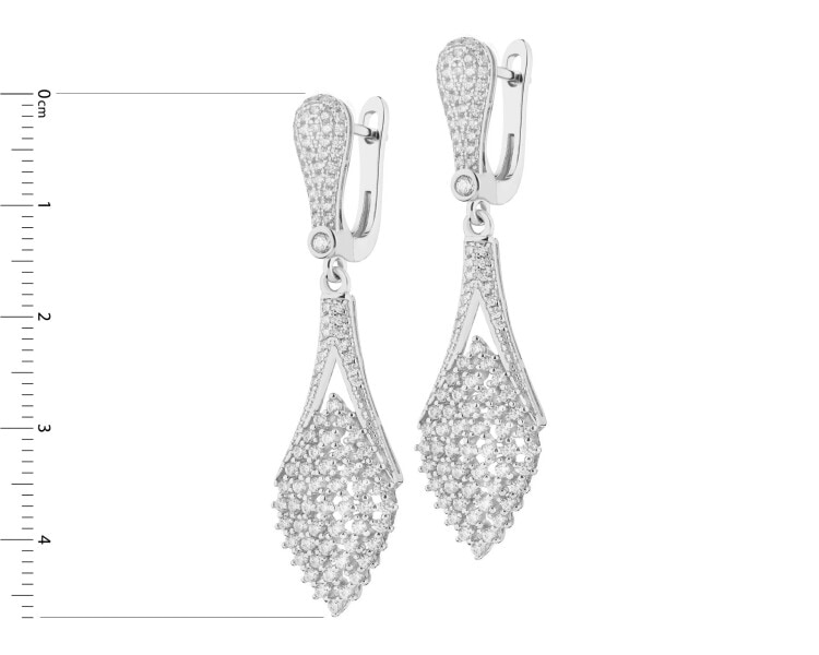 Rhodium Plated Silver Dangling Earring with Cubic Zirconia