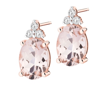 14 K Rhodium Plated Rose Gold Earrings  - fineness 14 K