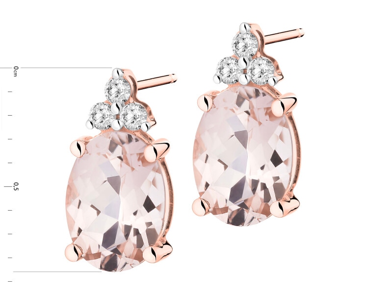 14 K Rhodium Plated Rose Gold Earrings  - fineness 14 K