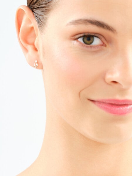 Náušnice z růžového zlata s diamanty a morganity - ryzost 585
