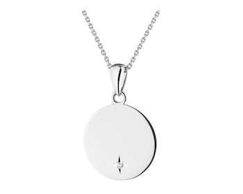 14 K Rhodium-Plated White Gold Pendant with Diamond - 0,005 ct - fineness 14 K